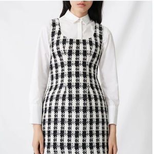 Maje Rocky tweed checked black white dress 40. Excellent condition worn …